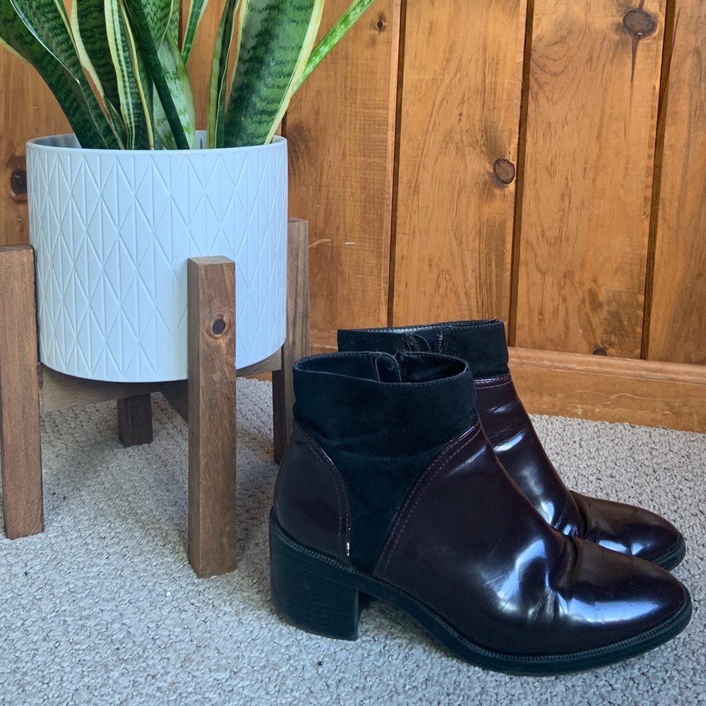Maroon and suede Zara Chelsea boots